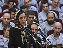 French lecturer Clotilde Reiss, 24, is seen in a court room in Tehran, Iran, Saturday, Aug. 8, 2009