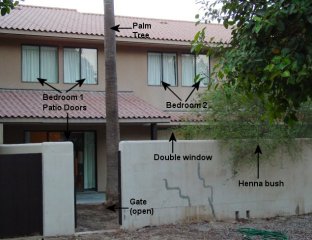 ABOVE - Rear of house viewed from median between rear of streets.